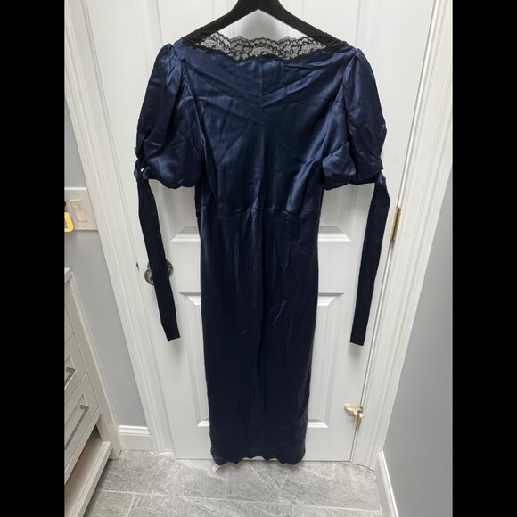 Reformation Dress Stella Silk Dress Navy Size 6 - Picture 9 of 10